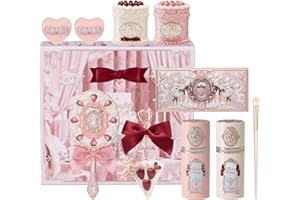 Flower Knows Strawberry Cupid 12-Piece Makeup Gift Box Set,Lip Cream×2+Liquid Blush×2+Makeup Palette×1+Hand Mirror×1+Solid Perfume×1+Hair Clip×1+Cushion Powder Puff×2+Eyeshadow Brush×1+Gift Box×1