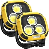 VCAN ACTIVE 2 Pack Rechargeable Work Light, 4000LM Magnetic LED Work Light | 6000mAh Magnetic Light, IP65 Waterproof, Emergency Flashlight, 30H Runtime, Portable Light for Mechanics, Car Repair(Yellow)