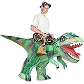 COMIN Inflatable Green Dinosaur Costume Riding T Rex Air Blow up Funny Party Halloween Costume for Men/Women
