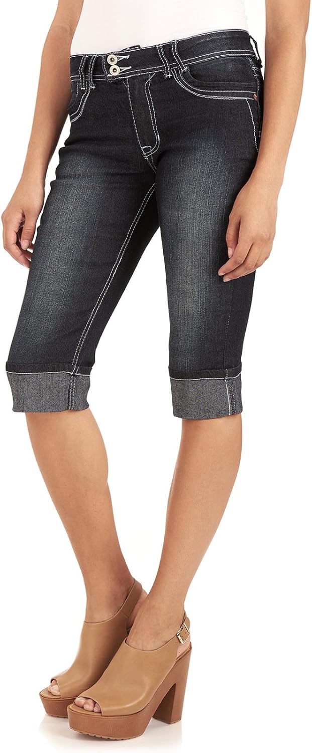 Angels Jeans Women's Dark Denim Cuffed Capri in Agnes Size16 at Amazon Women's Jeans store