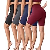 VALANDY Creamlush 4 Pack Biker Shorts Women-8" High Waisted Stretchy Soft Yoga Lounge Shorts