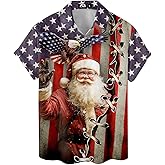 ACEPrints Christmas Hawaiian Shirt for Men Mens Hawaiian Shirts Mens Casual Short Sleeve Button Down Shirt Men
