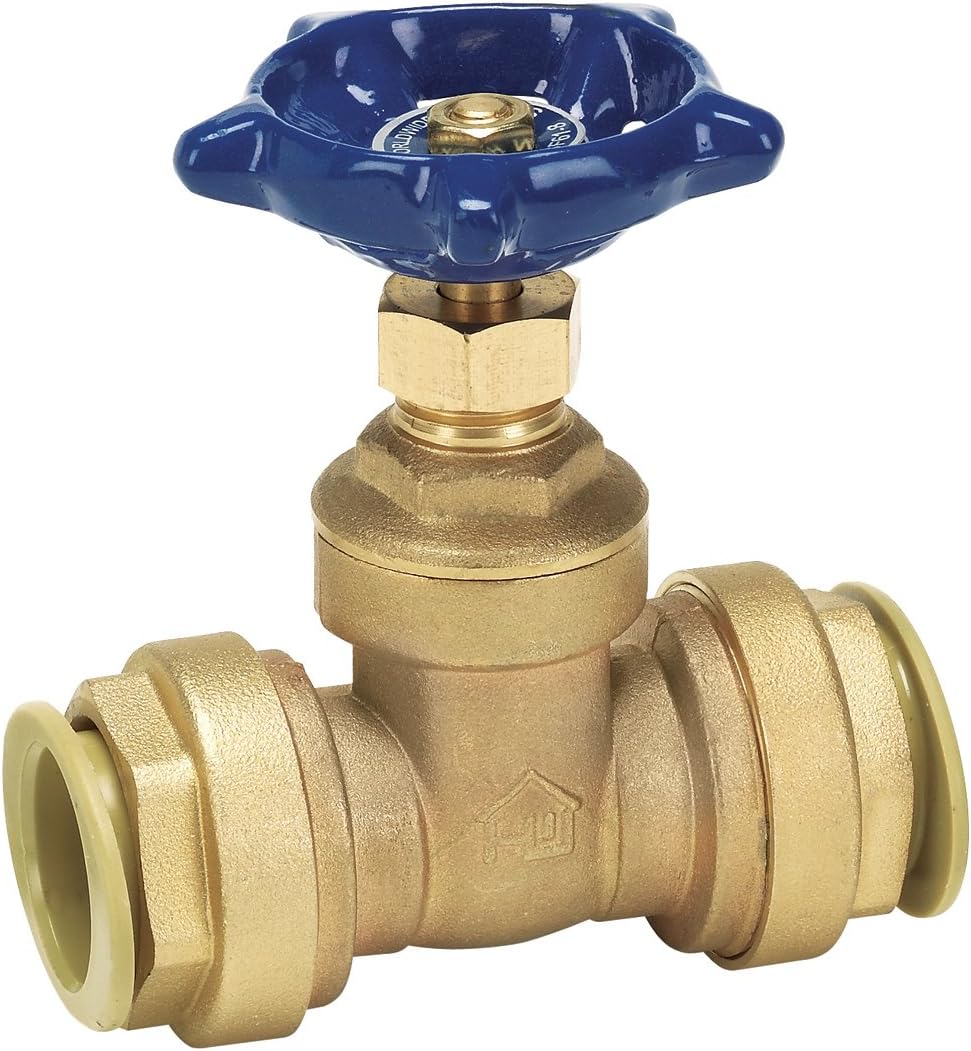 GripWerks P170-8-34 Compact Push-Fit Gate Valve, Brass, 3/4-Inch