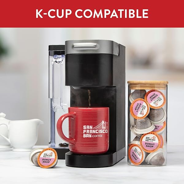 SAN FRANCISCO BAY K-CUP COFFEE PODS, DONUT SHOP (36 CT), MEDIUM-LIGHT ROAST, COMMERCIALLY COMPOSTABLE SINGLE-SERVE COFFEE PODS