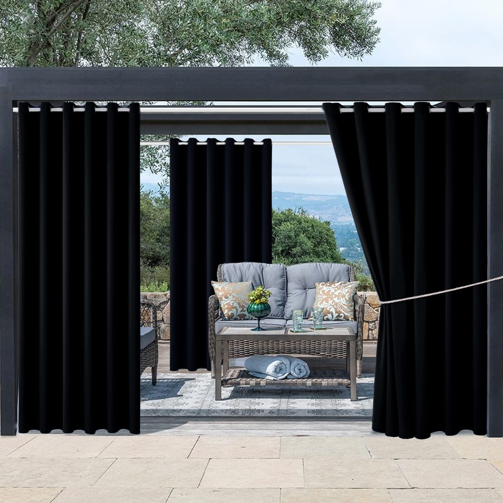 Water Proof Outside Curtains with Grommet Top for Porch, W84 x L95