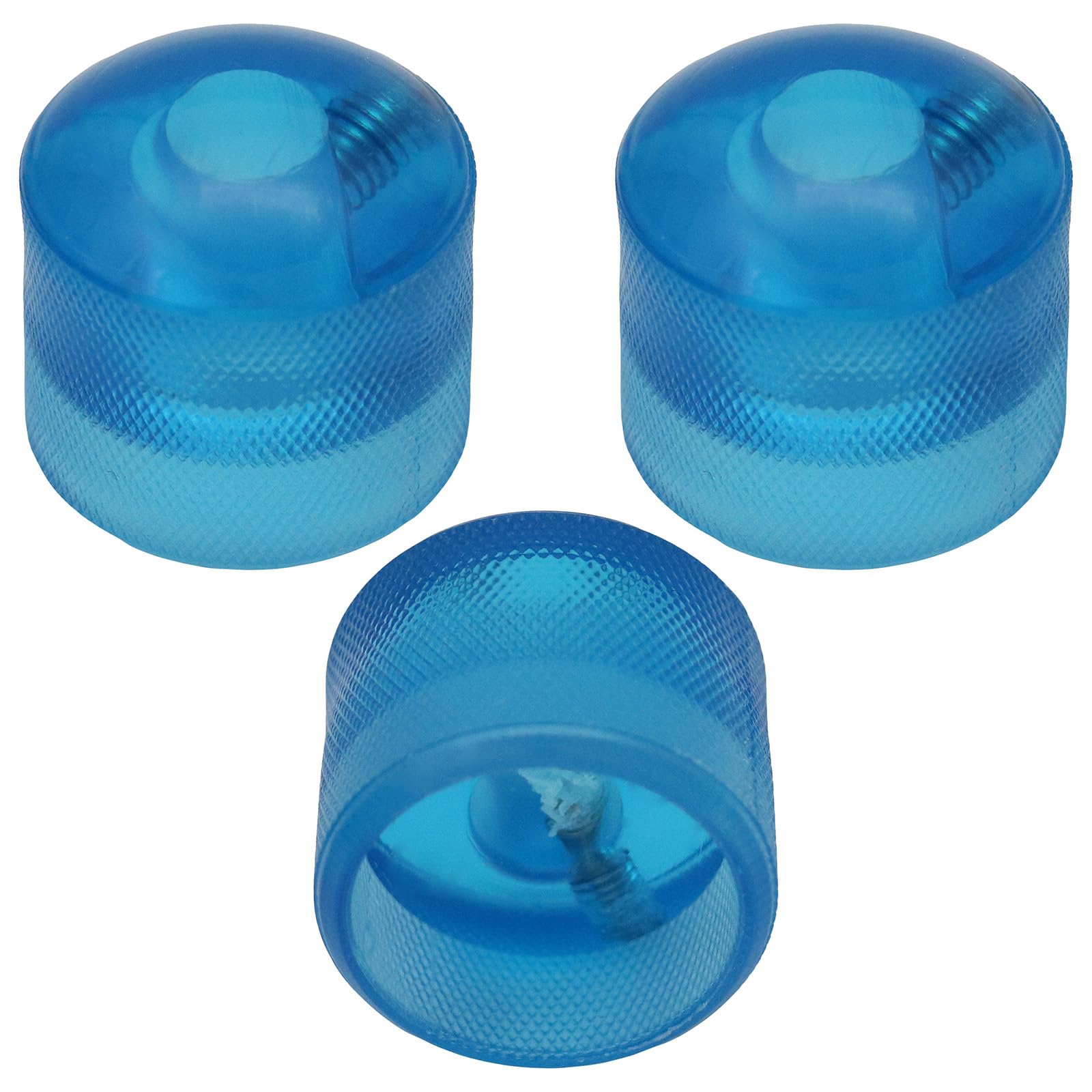 Pack of 3 6mm Round Hole Translucent Colour Domed Top Guitar Tone/Volume Control Knob (Blue)