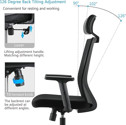 Siege Ergonomique Pour Ordinateur Protection Multiple Appui Tete Accoudoir Soutien Lombaire Fauteuil En Maille Capacite Maximal De 120 Kg Sihoo Chaise Fauteuil Pivotante Bureau Bazis Az
