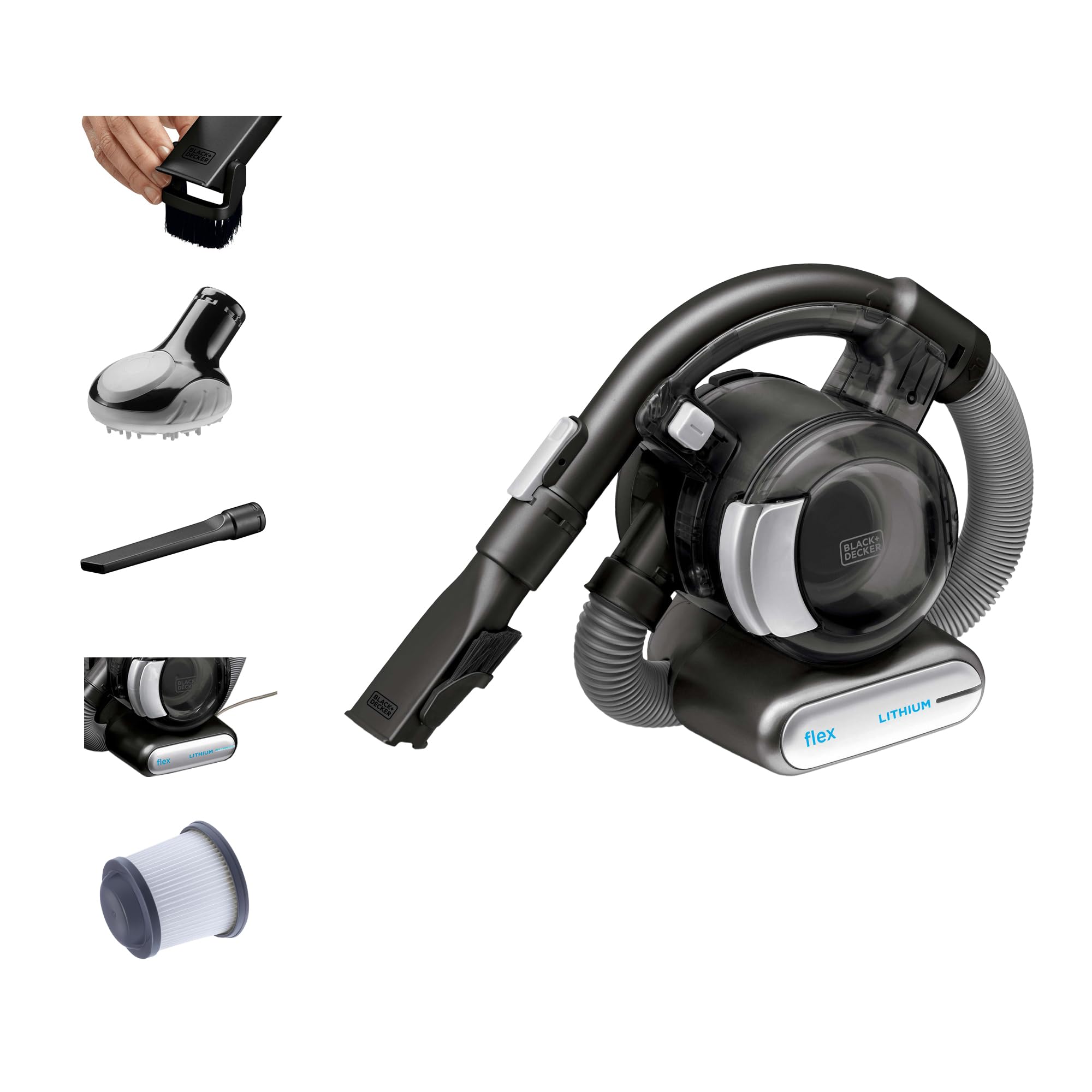 Aspiradora de mano inalámbrica BLACK+DECKER Dustbuster FLEX, aspiradora para el hogar, mascotas y automóviles (BDH2020FL)