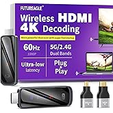 FUTUREAGLE Wireless HDMI Transmitter and Receiver 328FT/100M,4K Decode Plug & Play Portable 5G+2.4G Wireless Display Adapter Extender Kit for Video and Audio to Monitor from PC/Projector/TV Box