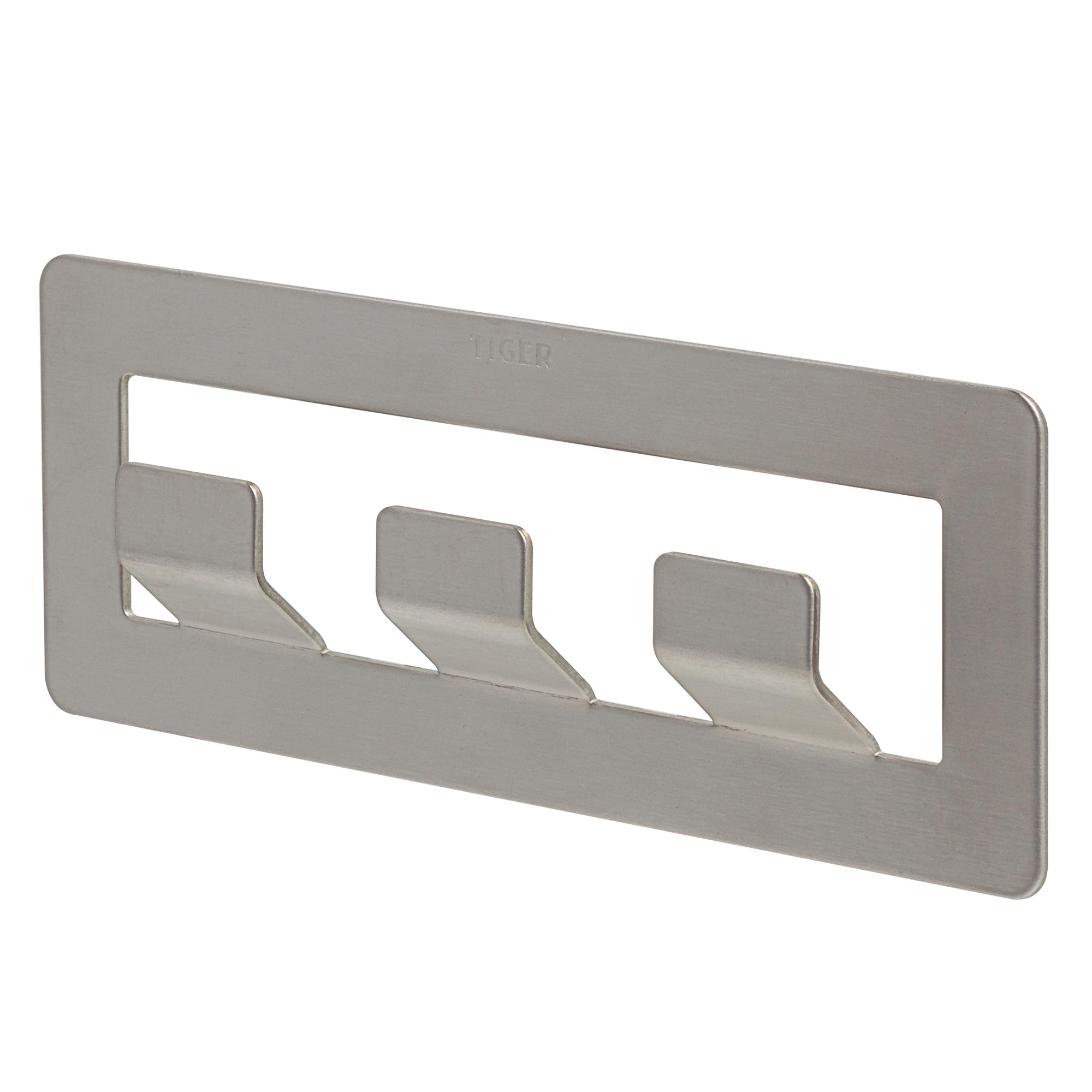Tiger Open, Towel hook multi, Brushed stainless steel, 13x132x50mm