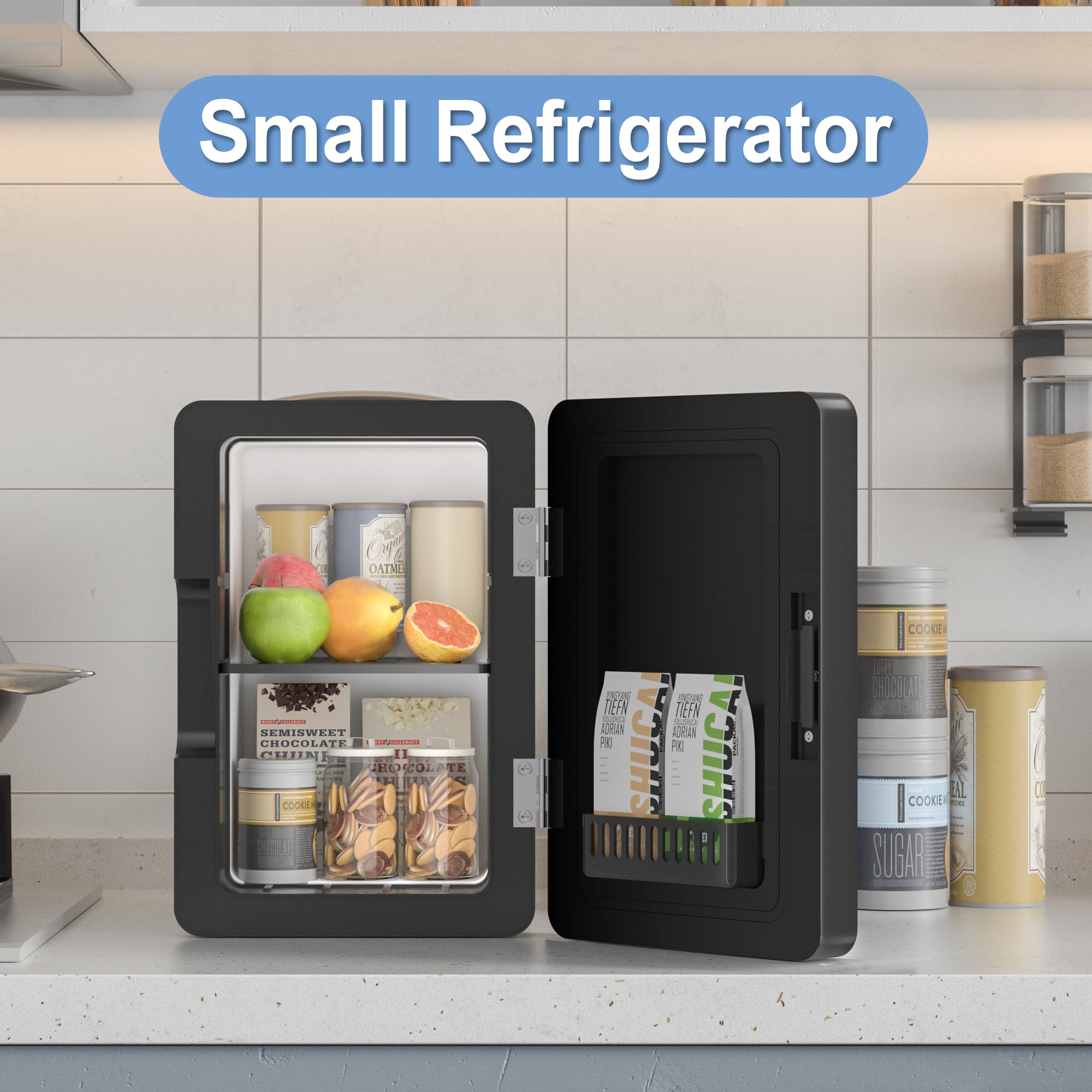 Mini Fridge 6L for Bedroom, Makeup Little Refrigerator with LED Light Portable Cosmetic Fridge for Dorm and Office, Desk Personal Cooler for Beauty Skincare Product and Food, Black - Image 8