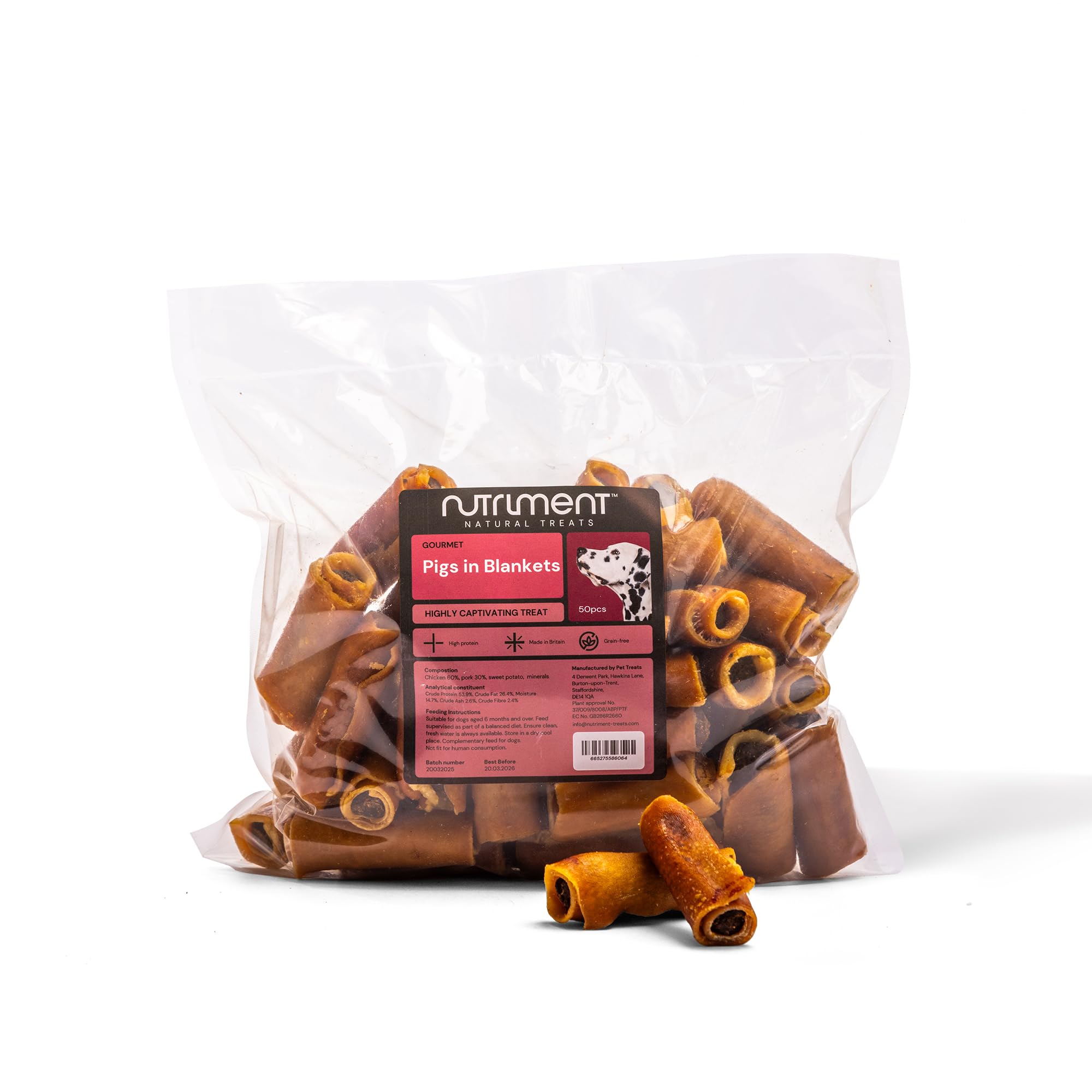 Natural Treats Pigs in Blankets (50pcs) High Protein Grain Free Tasty Dog Treats