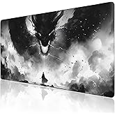 Extended Large Gaming Mouse Pad, Horror Anime Manga Large Desk Mat for Desktop XXL, Non-Slip Rubber Base Stitched Edges Long Computer Keyboard Desk Pad Mouse Mat for Gaming Home Office 35.4"X15.7"