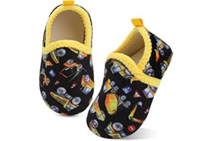 XIHALOOK Toddler Boys Girls House Slippers with Microfleece Lining Cozy Household Shoes Non-slip for Kids