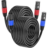 Jozzai XLR Cable 25ft 2 Packs - Premium Balanced Microphone Cable with 3-Pin XLR Male to Female Mic Speaker Cable, Black, Pure Copper and Plated Conductors, PVC Jacket