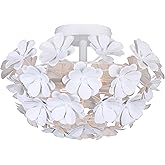 Canarm Cassia 2-Light Flush Mount Ceiling Light, 15-Inch Matte White Floral Shade, Whimsical Modern Lighting, Easy Install fo