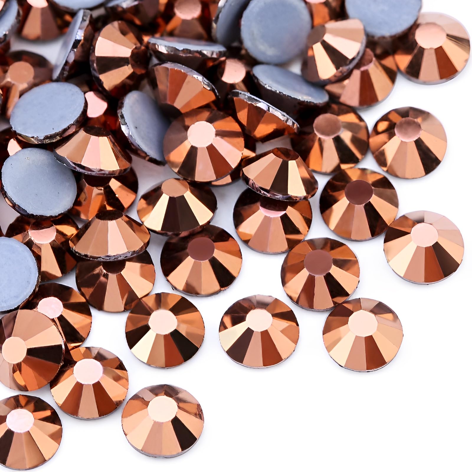 Jollin 576pcs Hotfix Crystal Flatback Rhinestones Glass Diamantes Gems for Crafting Art Crafts Decorations Clothes Shoes 6.4mm SS30 Rose Gold