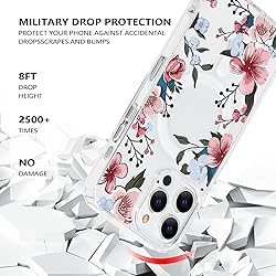 Tcaraersing for iPhone 15 Pro Magnetic Clear Flower