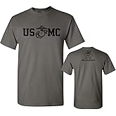 Lucky Ride Marine Corps Bull Dog Front and Back USMC Men's Military T-Shirt