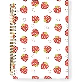 TNUW Strawberry Spiral Notebook, Cute Preppy Strawberry Aesthetic Journal Notebooks for Note Taking, Girly Office Supplies, Hardcover Notebook Journal, 5.5x8.3 Inch