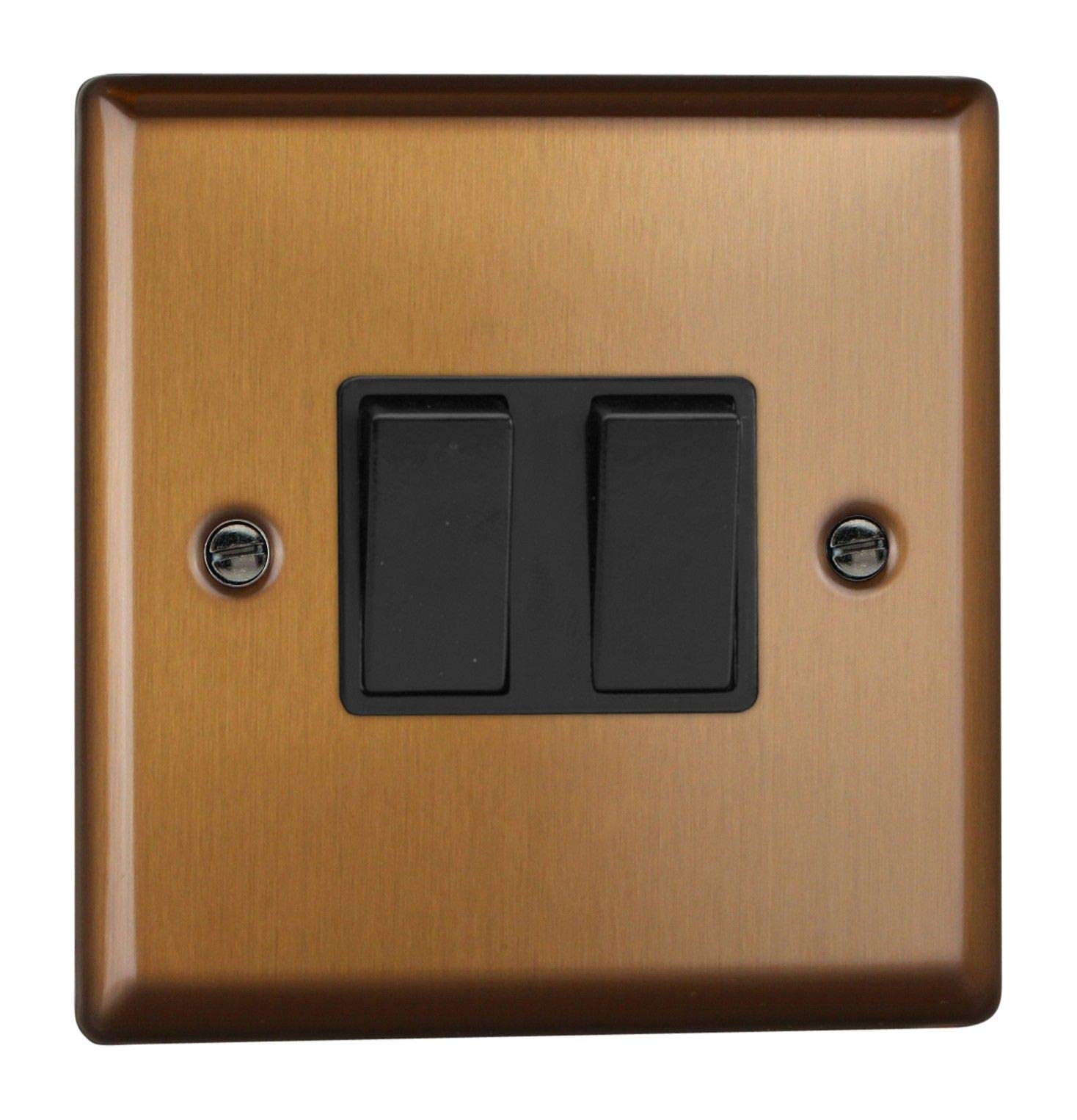 Varilight 2-Gang 10A 1- or 2-Way Rocker Switch Brushed Bronze