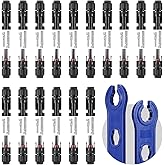 EXBKAMY 32 PCS Solar Panel Connectors MC4，1000V/30A Solar Connectors（10AWG） | 16 Pairs Male/Female + 2 Wrenches， IP67 Waterproof，for Solar Power Systems