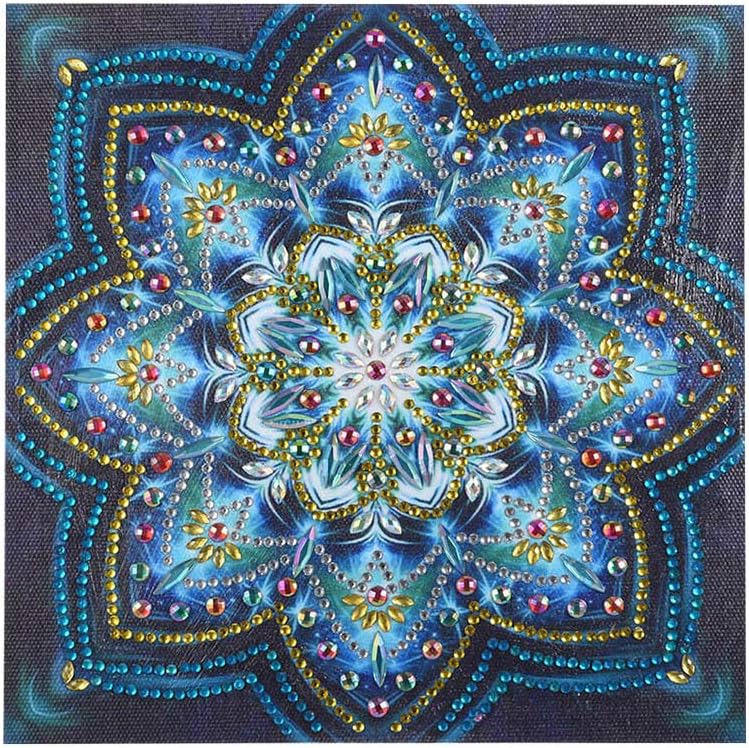 beautijiam 5d Diamond Painting Kits for Adults, Mandala Pattern Partial Multi-shaped Diamond Cross Stitch for Home Wall Decor 25x25cm