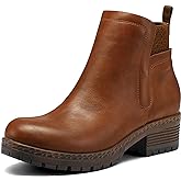 mysoft Women's Elastic Gore Lug Sole Chelsea Boots Slip On Platform Chunky Heel Ankle Booties