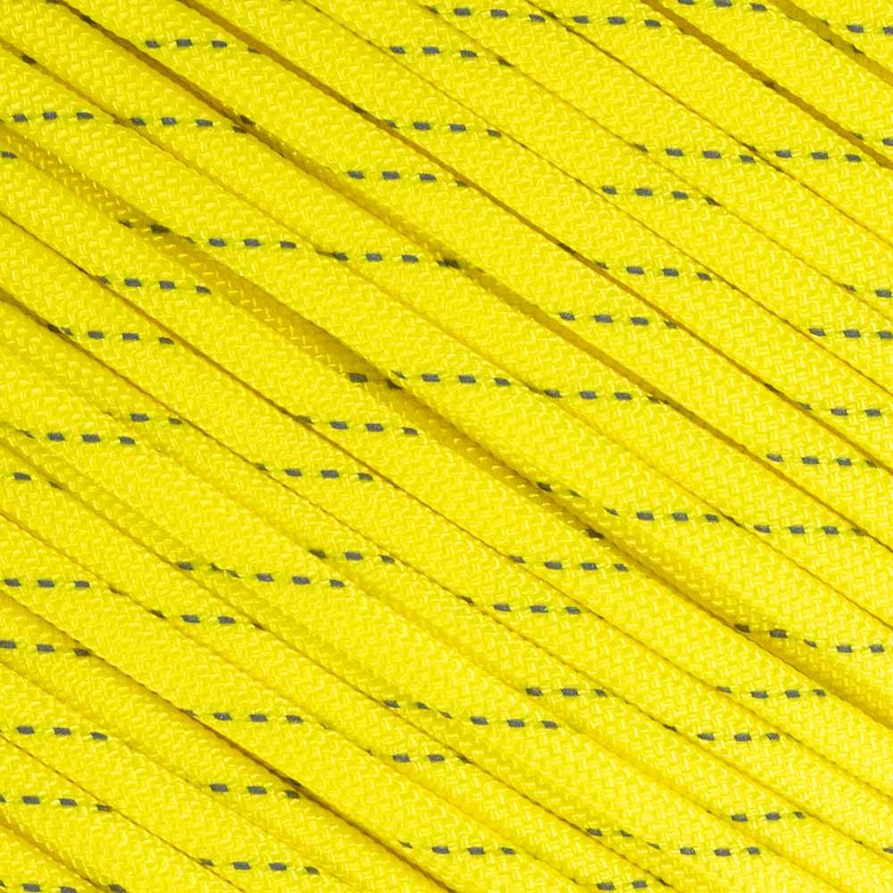 Fluorescent Reflective 550 Type III Guyline Tent Rope Camping Survival Cord High-Visibility Paracord- Rot and UV Fade Resistant (Reflective Neon Yellow, 25 Feet)