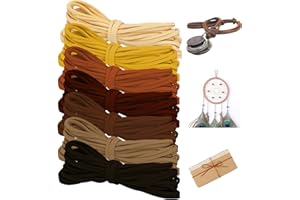 simarro Leather Cord, 3mm Suede Cord Flat Faux Thread Leather Cord Leather Strips for DIY Handmade Crafts Bracelet Necklace Beading Jewelry (5m 7Rolls)