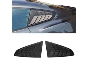 IKON MOTORSPORTS Side Window Louvers, Compatible with 2015-2023 Ford Mustang Coupe (Except Convertible), IKON Style Black ABS