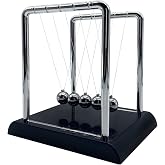 BEWITU Newtons Cradle Balance Balls, Swinging Balls with Black Base, Science Physics Accessories for Adults, Calm Down Fidgets Kit, Desk Ornament for Stress Relief, Office Home Decoration (Black)