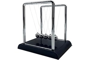 BEWITU Newtons Cradle Balance Balls, Swinging Balls with Black Base, Fun Science Physics Learning Accessories, Calm Down Fidgets Kit, Desk Toys for Stress Relief, Office Home Decoration (Black)