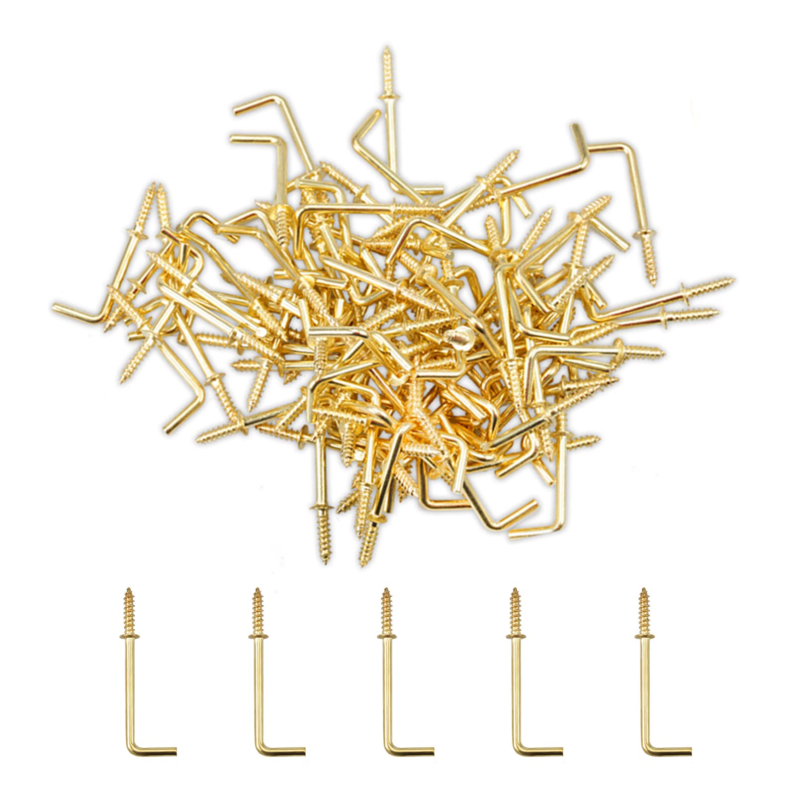 LEONTOOL 100 PCS Right Angle Screws Hook 1 Inch 7-Shaped Screw Self-Tapping Screws L Shape Hooks L Shape Nail Hook Fastener Accessories for Hanging Home/Workplace/Office