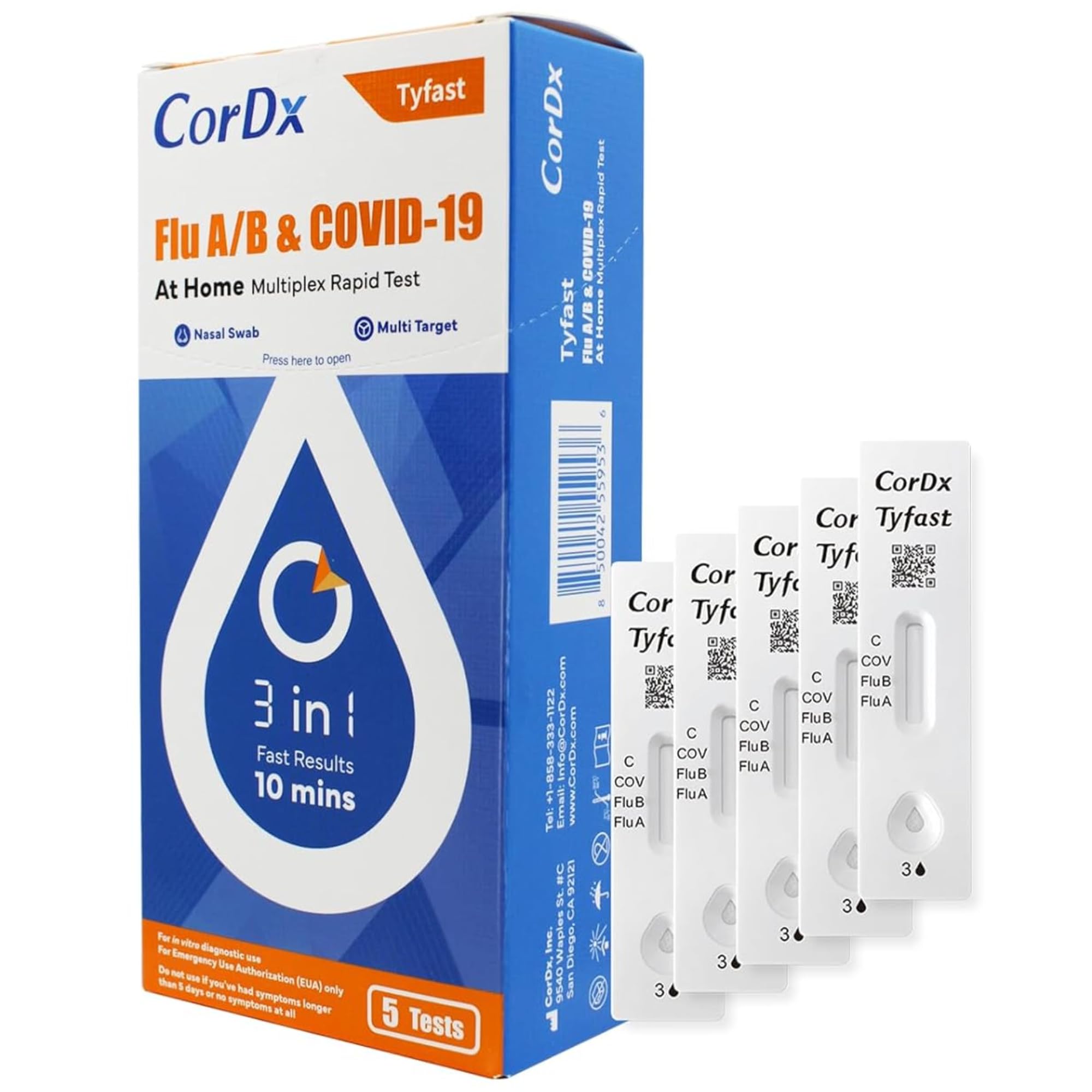 CorDx TyFast 10 Mins Flu A/B & Covid 19 Multiplex