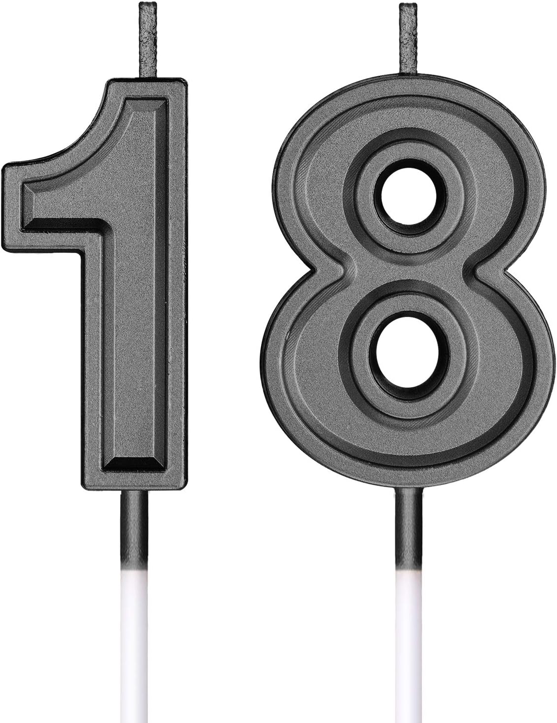 BBTO 18th Birthday Candles Cake Number Candles Happy Birthday Cake Topper Decorations for Birthday Wedding Anniversary Celebration Supplies (Black),5 centimeters