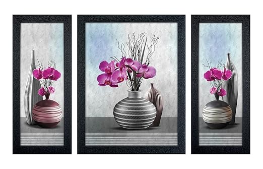 Delight Flower Poster with Black Frame Set of 3