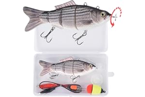 WATALURE Robotic Swimming Fishing Electric Lures 5.12" USB Rechargeable LED Light Wobbler Multi Jointed Swimbaits Hard Lures Fishing Tackle