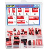 EGSCST 41PCS 10 Values Double Row Red Dip Switch Assortment Kit 1 2 3 4 5 6 7 8 9 10 Position 2.54mm PCB Mountable On Off Slide Type Toggle DIC Breadboard Switches for Circuit Breadboards
