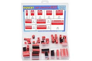 EGSCST 41PCS 10 Values Double Row Red Dip Switch Assortment Kit 1 2 3 4 5 6 7 8 9 10 Position 2.54mm PCB Mountable On Off Slide Type Toggle DIC Breadboard Switches for Circuit Breadboards