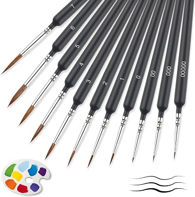 Svalor 11-Piece Drybrush Miniature Painting Set Fine Detail Brushes