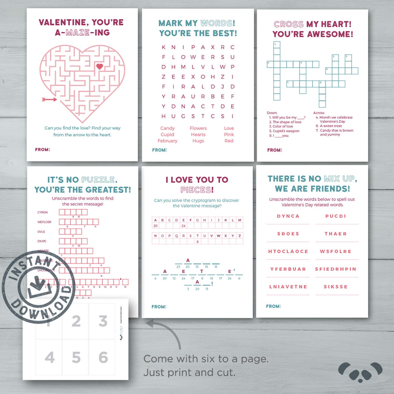 Amazon.com: Kids Valentine cards | Puzzle Valentines | Maze, Crossword, Word Scramble ...