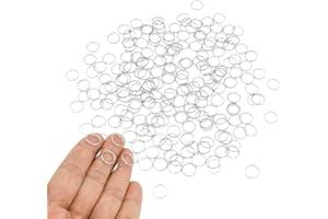 ZOLOAJAY 200pcs 10mm Mini Split Jump Ring with Double Loops Small Round Metal Silver Key Rings Connectors for Making Handwork Charms Pendants Key Chains Ornaments DIY Crafts Accessories