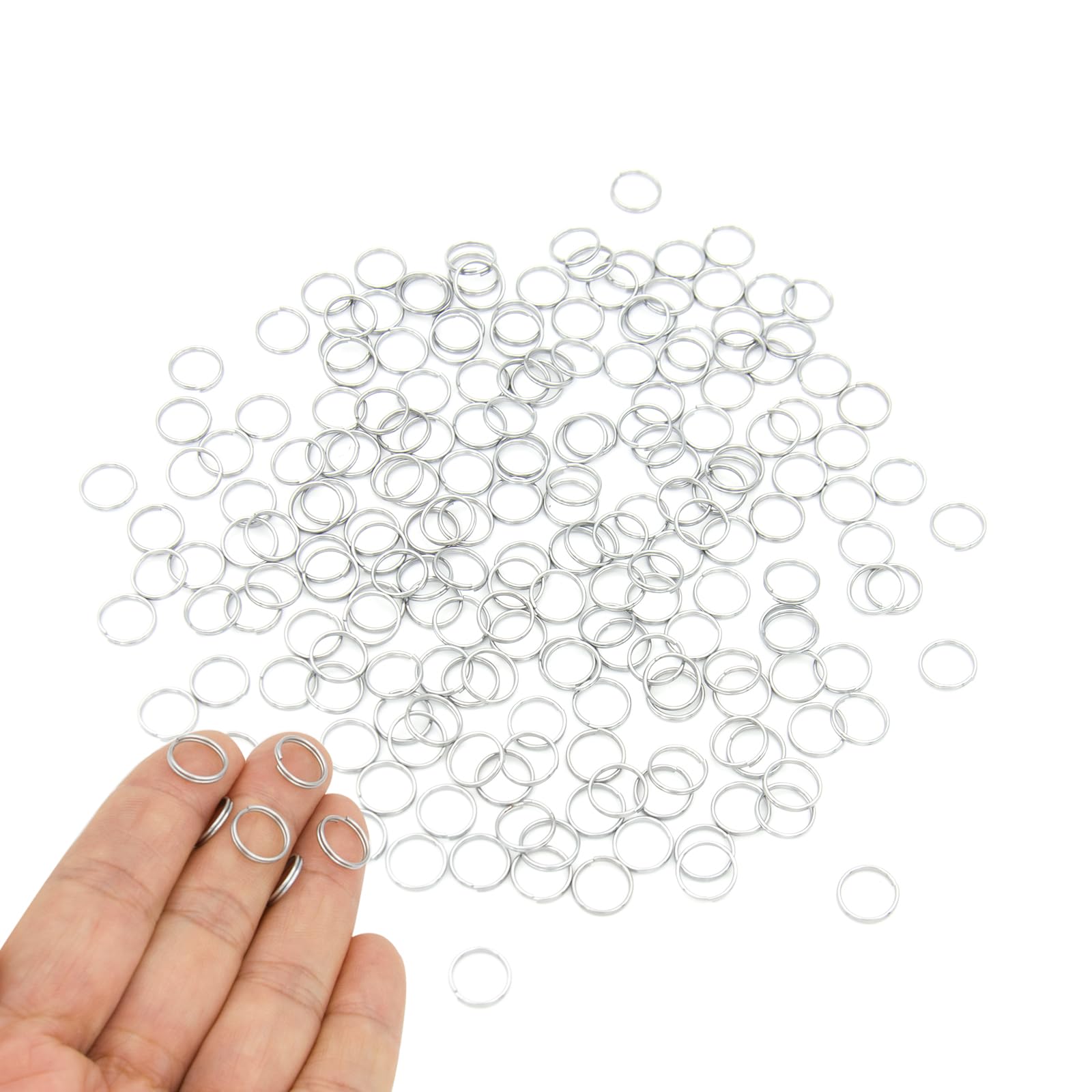 Photo 1 of 200pcs 10mm Mini Split Jump Ring with Double Loops Small Round Metal Silver Key Rings Connectors for Making Handwork Charms Pendants Key Chains Ornaments DIY Crafts Accessories