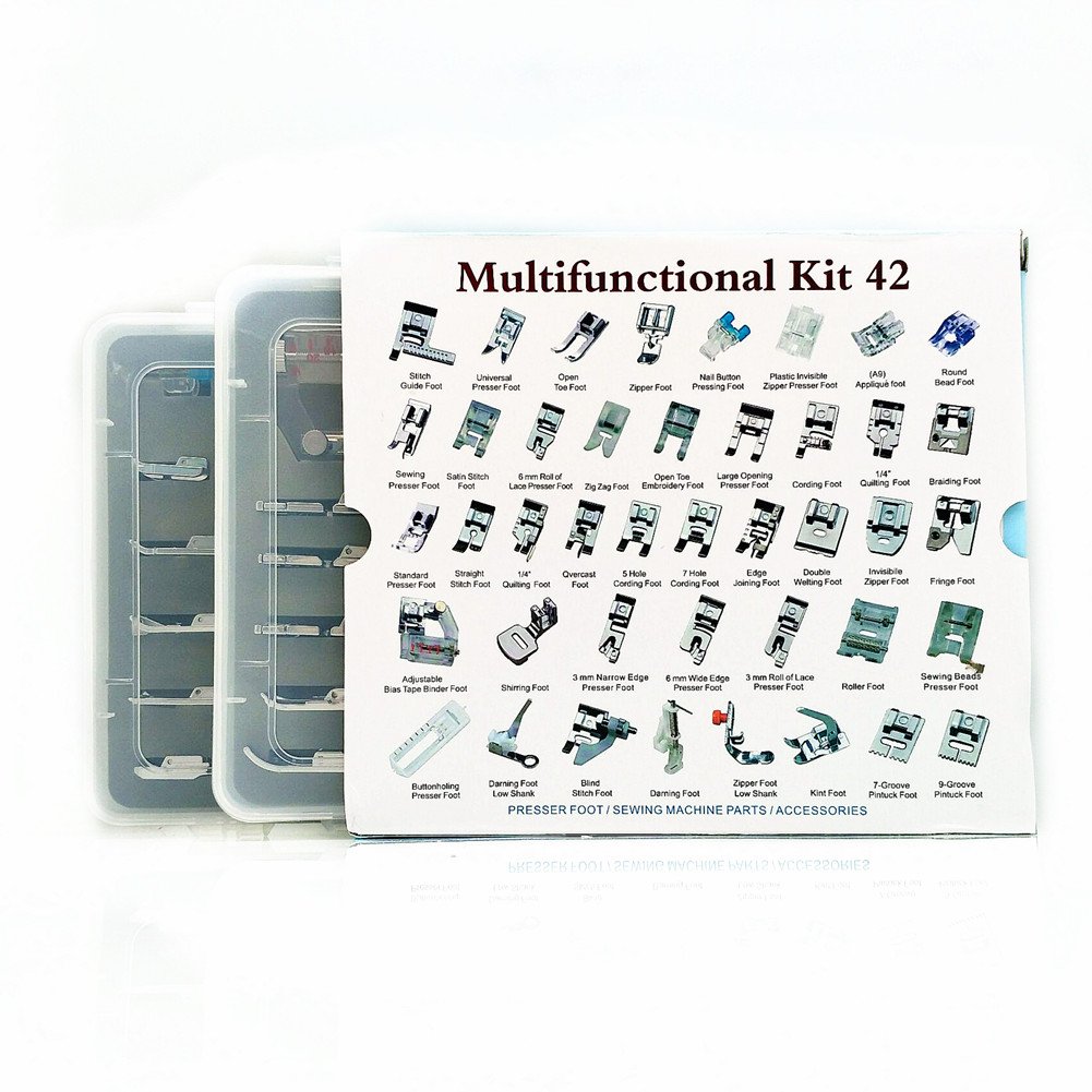 YEQIN Professional Domestic Sewing Foot Presser Foot Presser Feet Set for Singer, Brother, Janome,Kenmore, Babylock,Elna,Toyota,New Home,Simplicity And Low Shank Sewing Machines(42 PCS)