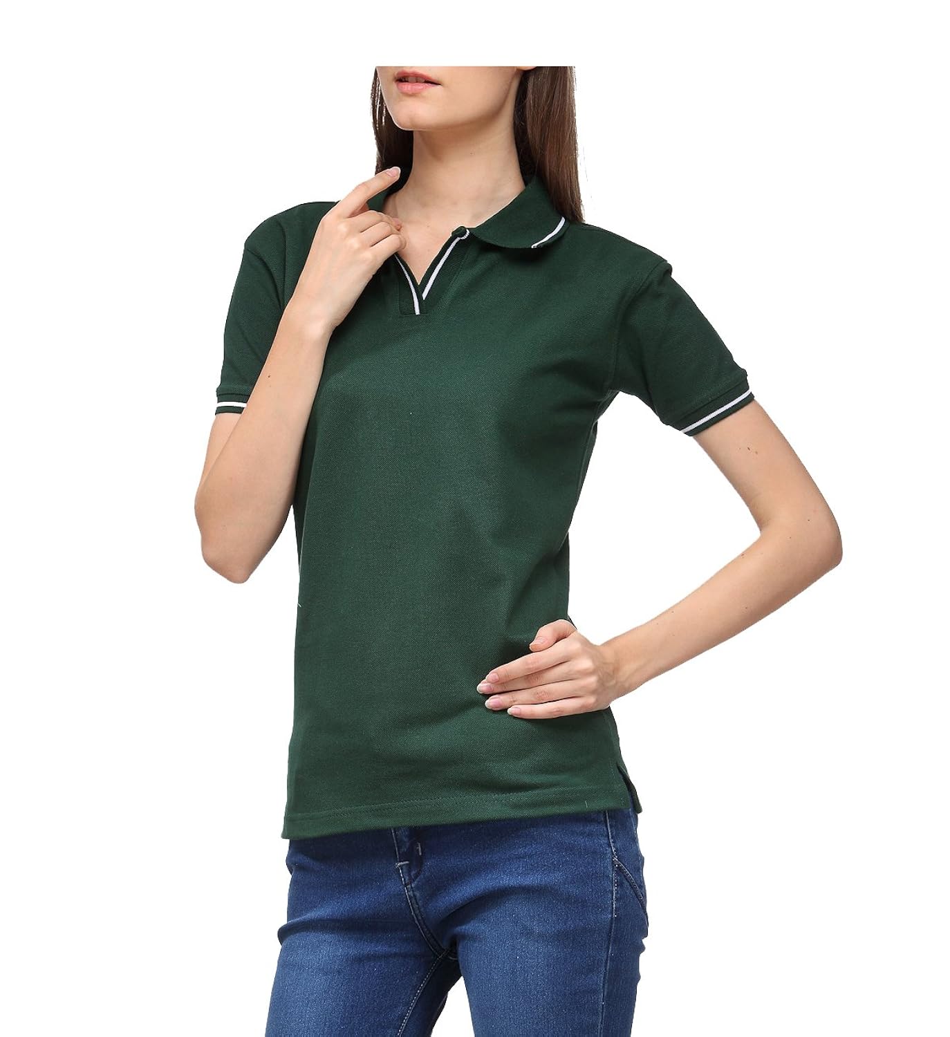 scott women's premium cotton polo t-shirt - bottle green