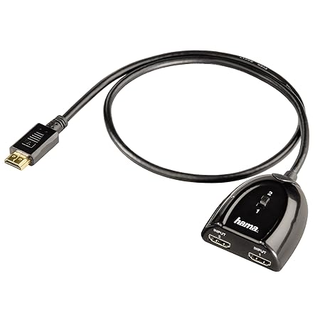 Hama HDMI-Umschalter (2 x 1, Video/AV-Signale umschalten, vergoldete Stecker) schwarz