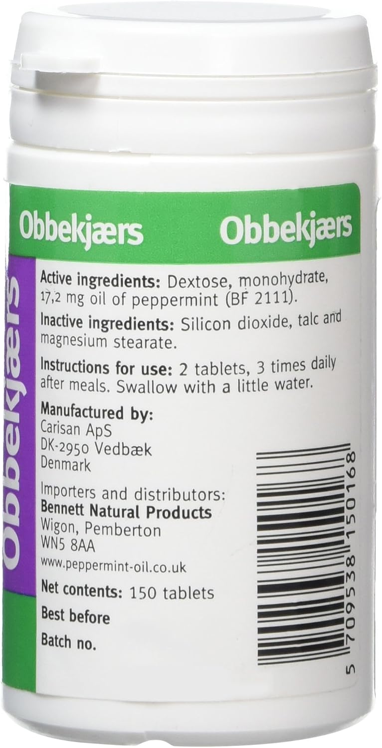 Obbekjaers Peppermint Oil - Pack of 150 Tablets, 150 Count (Pack of 1) - Image 3
