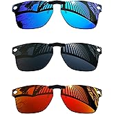 MYCOURAG 3 Pairs UV Protection Polarized Clip-On Lenses for Ray-Ban Meta Wayfarer RW4008-53-22 Sunglasses Frame - Solid Black+Ice Blue+Fire Red