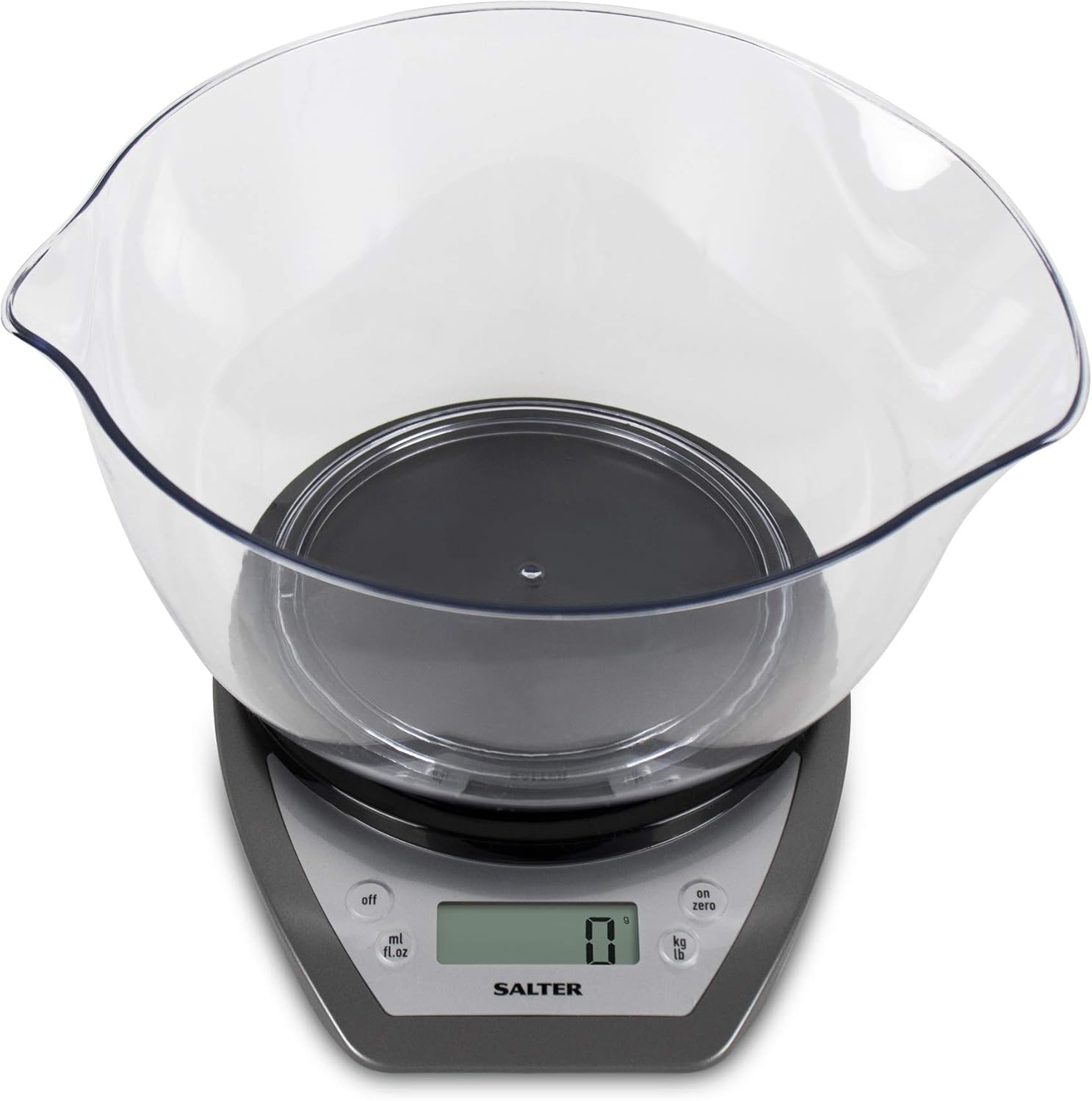 Salter Digital Kitchen Scale With Bowl- 2L Dishwasher Safe Mixing Bowl, Easy Dual Pour Wide & Narrow Spouts, Measure Liquids - Image 3